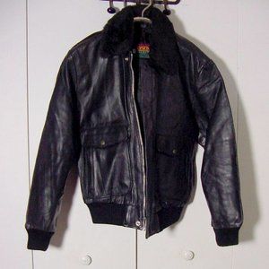 Vtg 80's Oakton Limited Black Leather Bomber Jacket Sz 40